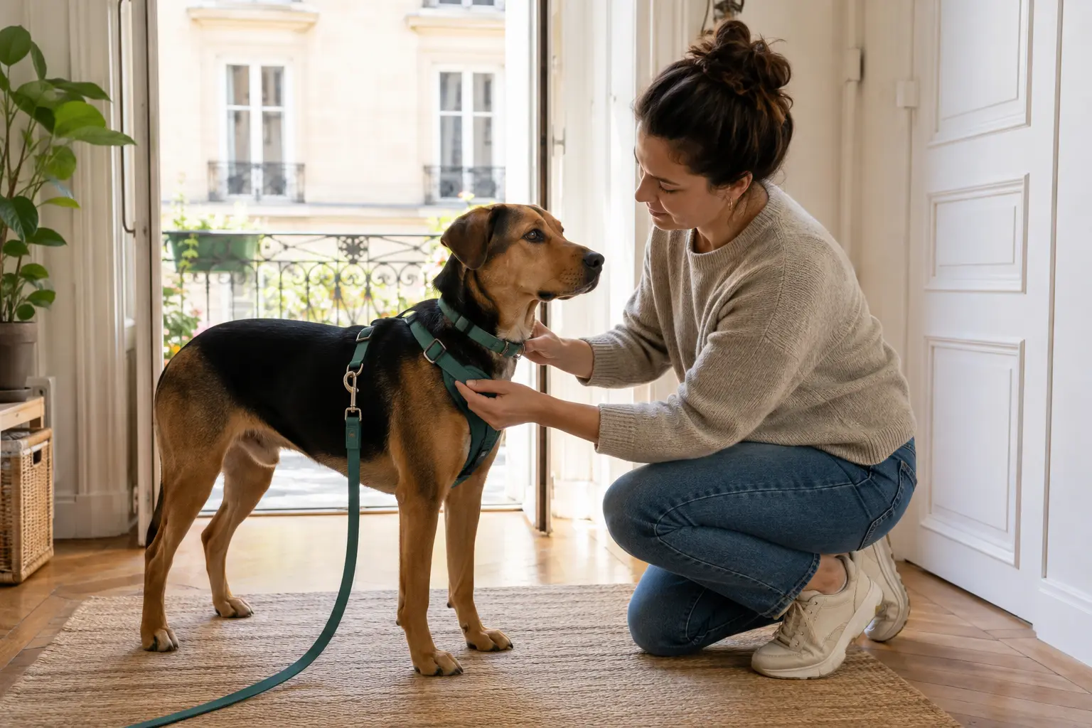 Vérifier l’ajustement du collier ou du harnais du chien.