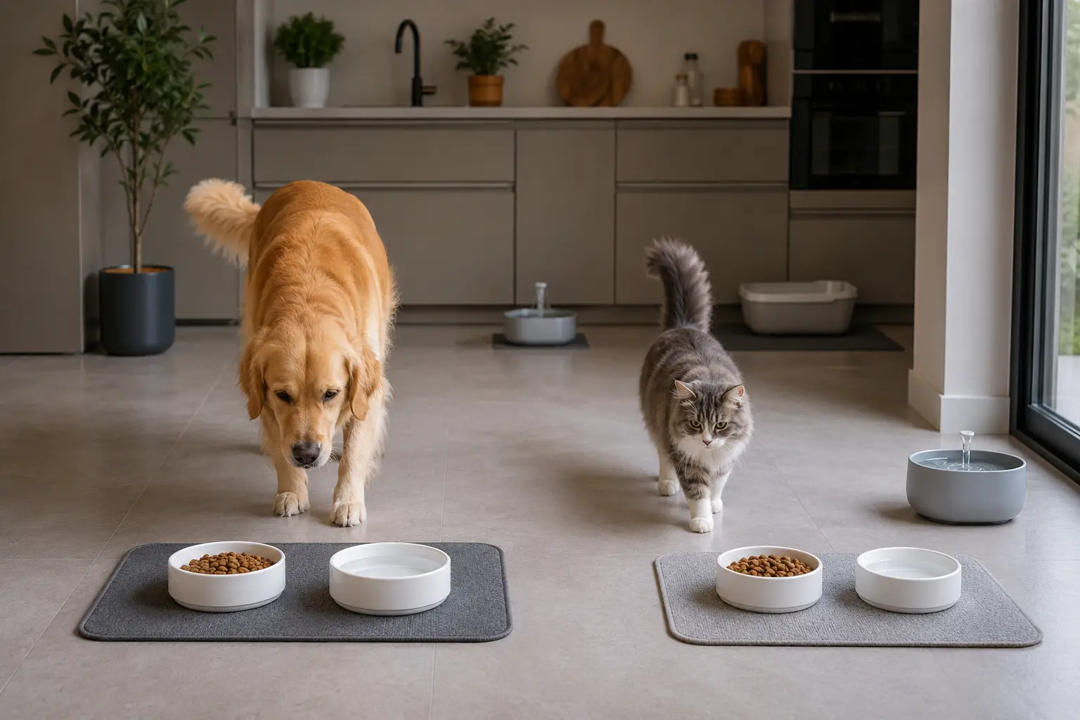 Famille planifiant les espaces d’une maison adaptée aux animaux.